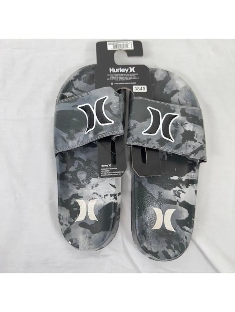 NEW Hurley Camouflage Slide Beach Sandals Slip On HFS0099-030 Gray Black Mens 8